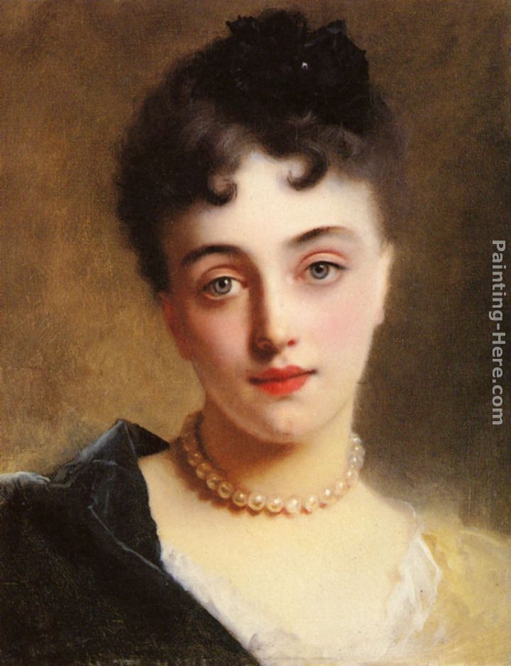 An Elegant Lady with Pearls painting - Gustave Jean Jacquet An Elegant Lady with Pearls art painting